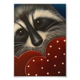 WASCHBÄR MIT 2 HERZEN 5" X 7" DRUCK