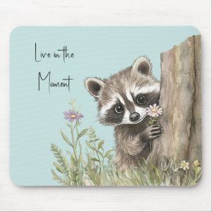 Waschbär mit Blume Mousepad