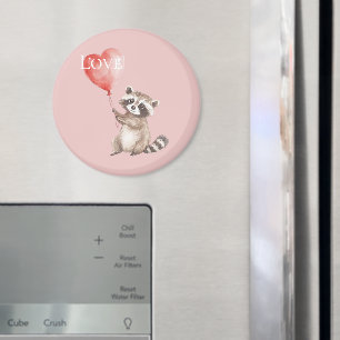 Waschbär mit einer Ballonliebe Magnet