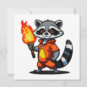 Waschbär mit Fackel