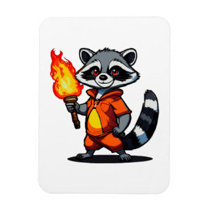 Waschbär mit Fackel Magnet