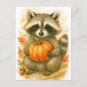 Waschbär mit Kürbis Thanksgiving-Grußkarte Feiertagspostkarte