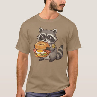 Waschbär mit lustigem Frühstück-Sandwich-T-Shirt f T-Shirt