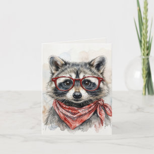 Waschbär mit roter Brille Karte