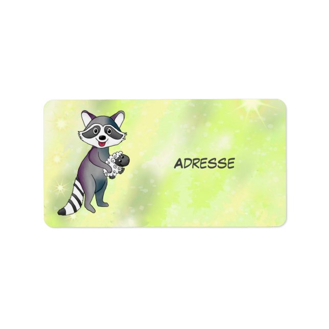 Waschbär mit Schaf Aufkleber Adressaufkleber (Vorne)
