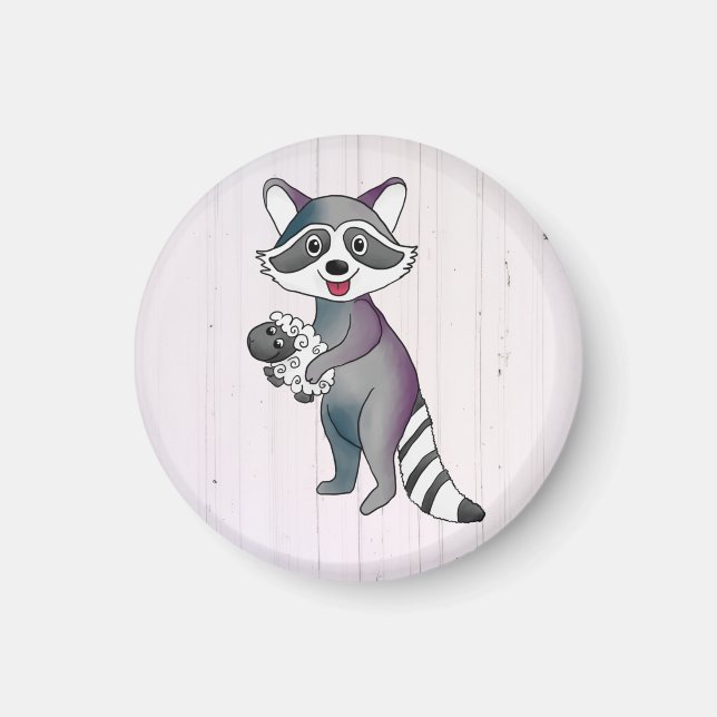 Waschbär mit Schaf Magnet (Vorne)