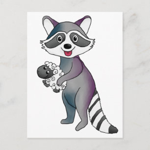 Waschbär mit Schaf Postkarte