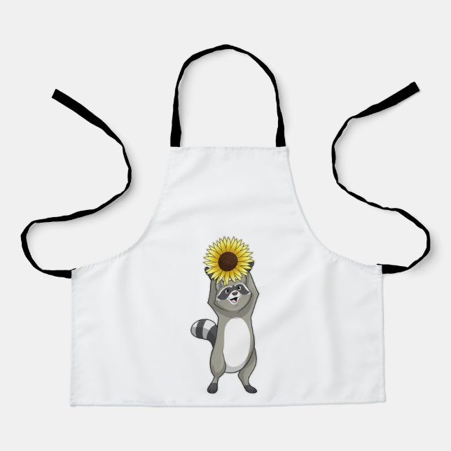 Waschbär mit Sonnenblume Schürze (Vorderseite)