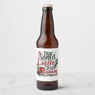 Waschbär mit Weihnachtsmannmütze und Weihnachten Bierflaschenetikett