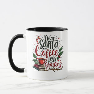 Waschbär mit Weihnachtsmannmütze und Weihnachten Tasse