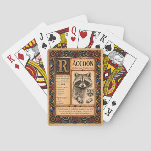 Waschbär, mittelalterliche Bestiarien-Kunst Spielkarten