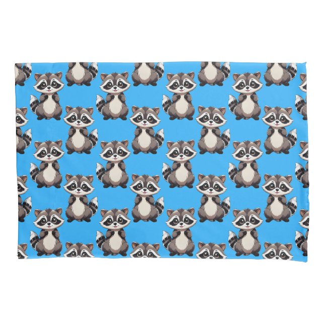 Waschbär-Muster-Design Blau  Kissenbezug (Vorderseite)