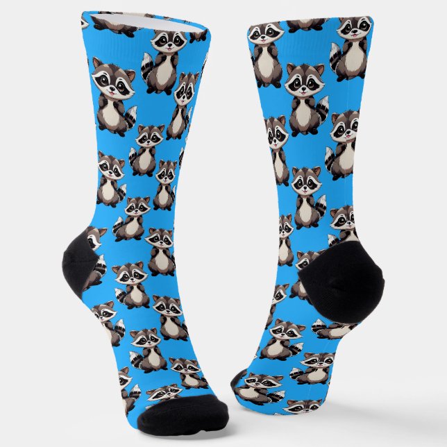 Waschbär-Muster-Design Blau Socken (Gewinkelt)