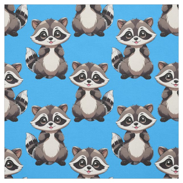 Waschbär-Muster-Design Blau Stoff (Muster)