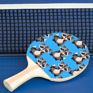 Waschbär-Muster-Design Blau Tischtennis Schläger