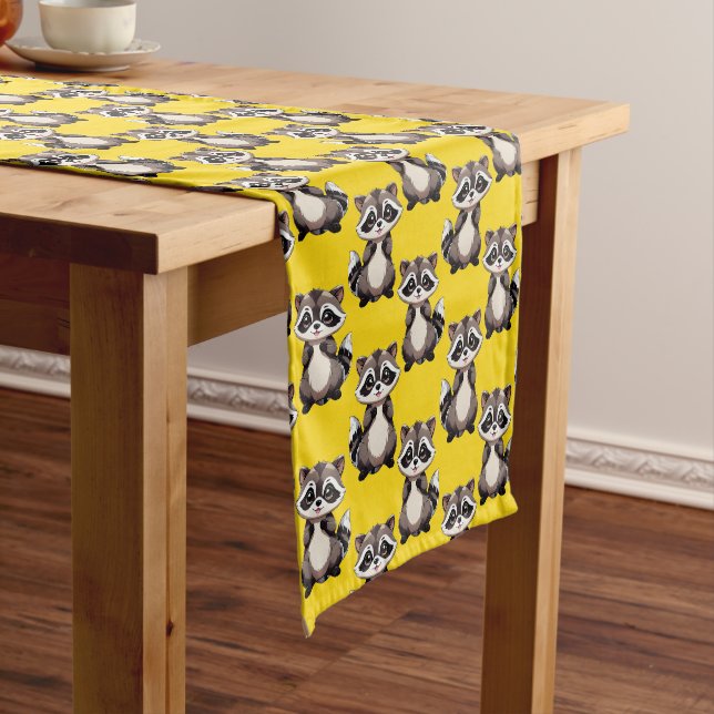 Waschbär-Muster-Design Gelb  Kurzer Tischläufer (Beispiel)