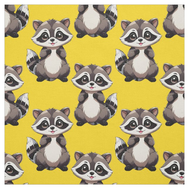 Waschbär-Muster-Design Gelb Stoff (Muster)