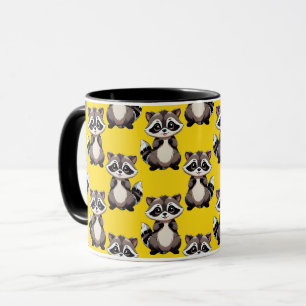 Waschbär-Muster-Design Gelb  Tasse