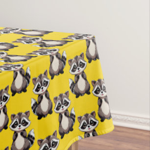 Waschbär-Muster-Design Gelb Tischdecke