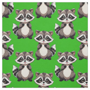 Waschbär-Muster-Design Grün Stoff
