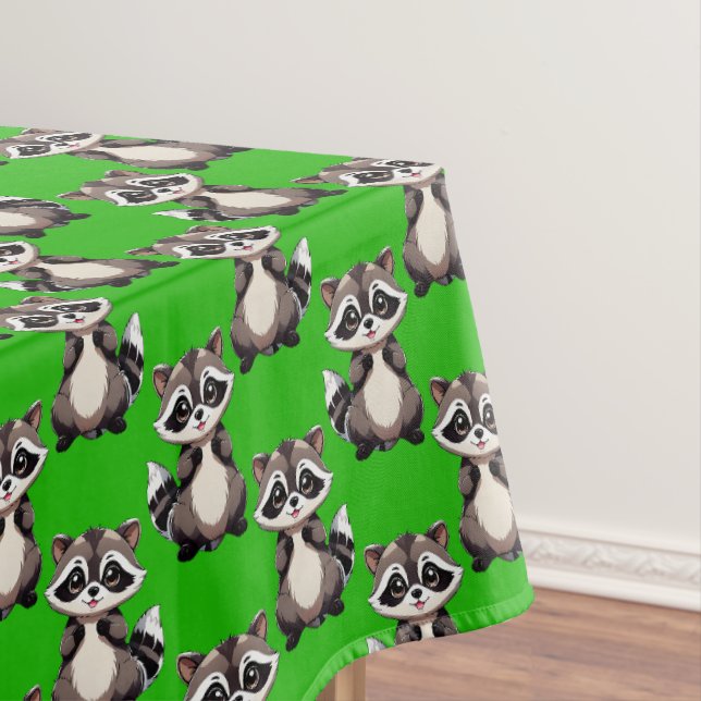 Waschbär-Muster-Design Grün Tischdecke (Beispiel)