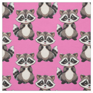 Waschbär-Muster-Design Rosa Stoff