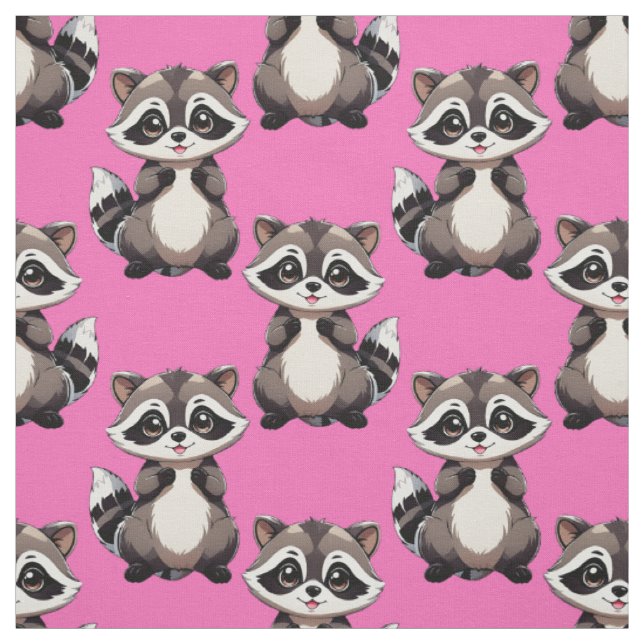 Waschbär-Muster-Design Rosa  Stoff (Muster)