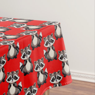 Waschbär-Muster-Design Rot Tischdecke