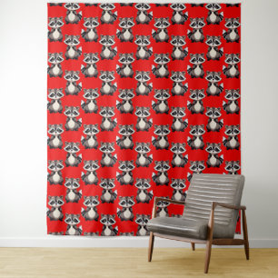 Waschbär-Muster-Design Rot  Wandteppich