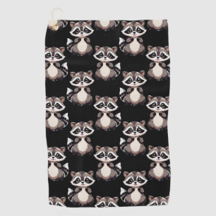 Waschbär-Muster-Design Schwarz Golfhandtuch