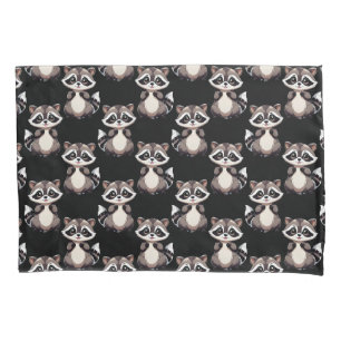 Waschbär-Muster-Design Schwarz Kissenbezug