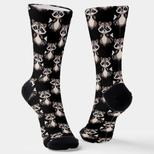 Waschbär-Muster-Design Schwarz Socken