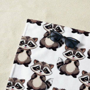 Waschbär-Muster-Design Schwarz Strandtuch