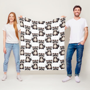 Waschbär-Muster-Design Weiß Fleecedecke