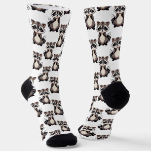 Waschbär-Muster-Design Weiß Socken