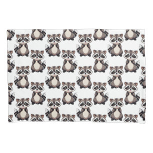 Waschbär-Musterdesign Weiß Kissenbezug