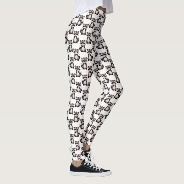 Waschbär-Musterdesign Weiß Leggings (Rechts)