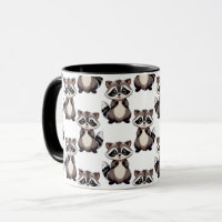 Waschbär-Musterdesign Weiß
