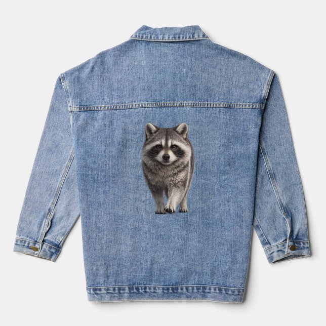 Waschbär nähert sich jeansjacke (Rückseite)