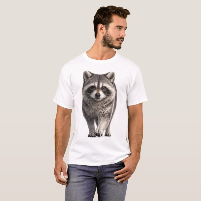 Waschbär nähert sich T-Shirt (Vorne ganz)