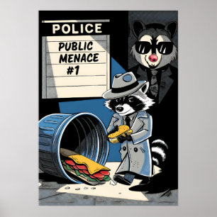 Waschbär-Öffentlichkeitsplage-Comic-Art Poster