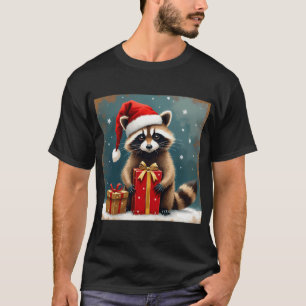 Waschbär öffnet Weihnachtsgeschenk T-Shirt