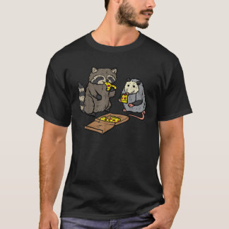 Waschbär-Opossum, das Pizza isst, lustige Straßenk T-Shirt