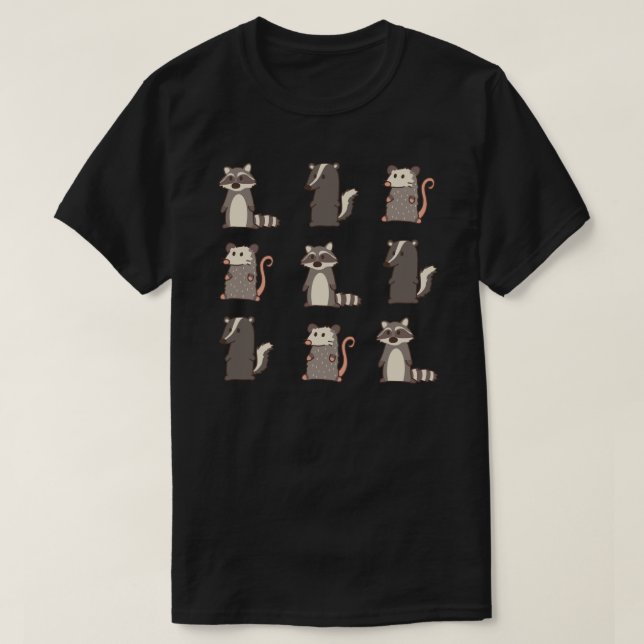Waschbär, Opossum und Amp; schlaffe Waldfreunde 2  T-Shirt (Design vorne)