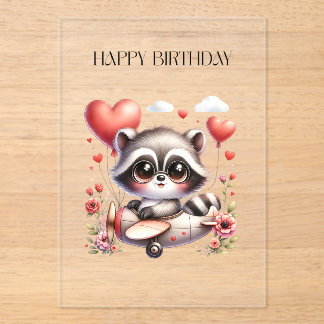 Waschbär-Pilot Geburtstag Acryleinladungen