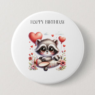 Waschbär-Pilot Geburtstag Button