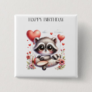Waschbär-Pilot Geburtstag Button
