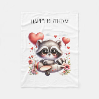 Waschbär-Pilot Geburtstag Fleecedecke