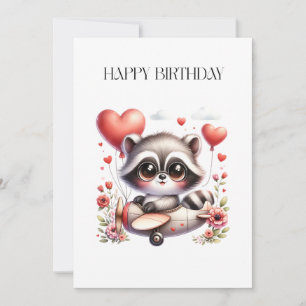 Waschbär-Pilot Geburtstag Karte