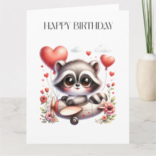 Waschbär-Pilot-Geburtstag Karte
